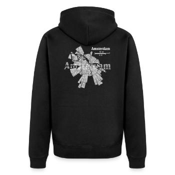 Amsterdam Karte - Unisex Premium Bio Zip Hoodie - Schwarz - Hinten - Nico (187cm)