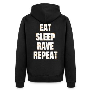 Techno - musique techno - manger, dormir, rave - Veste à capuche bio Premium Unisexe - noir - Dos - Nico (187cm)