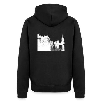 Stadt Halle Saale weiß - Unisex Premium Bio Zip Hoodie - Schwarz - Hinten - Nico (187cm)