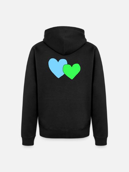Blue green hearts - Unisex Premium Organic Zip Hoodie - black