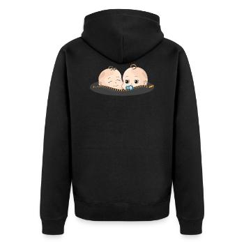 Jumeaux bébé sucettes cadeau ventre de bébé - Veste à capuche bio Premium Unisexe - noir - Dos - Nico (187cm)
