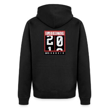 Oldometer, age indicator - Unisex Premium Organic Zip Hoodie - black - Back - Nico (187cm)