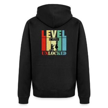 Marriage proposal Wedding Level Nerd Gift - Unisex Premium Organic Zip Hoodie - black - Back - Nico (187cm)
