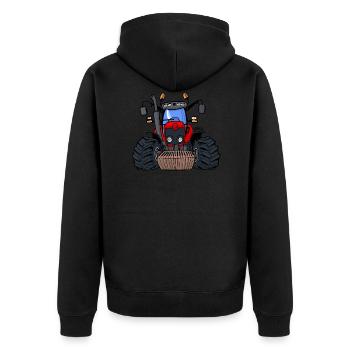 0240 MF - Unisex Premium Bio Zip Hoodie - Schwarz - Hinten - Nico (187cm)