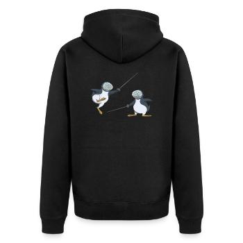Fechten Treffer im Sprung Geschenk Idee - Unisex Premium Bio Zip Hoodie - Schwarz - Hinten - Nico (187cm)