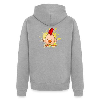 Küken Hahn Henne - Süßes Niedliches Geschenk - Unisex Premium Bio Zip Hoodie - Grau meliert - Hinten - Nico (187cm)