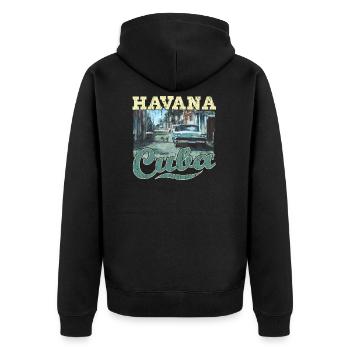 La Havane Cuba Graffiti Street Art - Veste à capuche bio Premium Unisexe - noir - Dos - Nico (187cm)