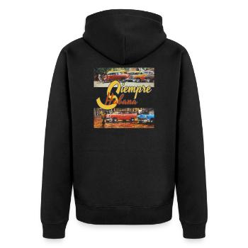 Havanna Kuba Siempre Habana - Unisex Premium Bio Zip Hoodie - Schwarz - Hinten - Nico (187cm)