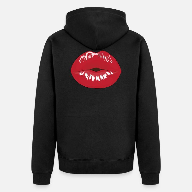 Embrasser la bouche avec du rouge à lèvres - Veste à capuche bio Premium Unisexe - noir