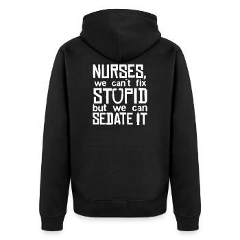 Infirmière, Fou, T-shirt Femme, Idée - Veste à capuche bio Premium Unisexe - noir - Dos - Nico (187cm)
