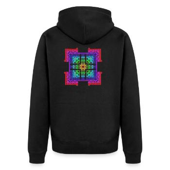 regenbogen geomertische figur - Unisex Premium Bio Zip Hoodie - Schwarz - Hinten - Nico (187cm)