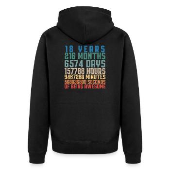 Cadeau adulte anniversaire 18 ans - Veste à capuche bio Premium Unisexe - noir - Dos - Nico (187cm)
