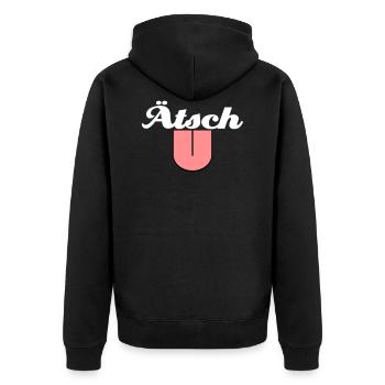 A tsch - Unisex Premium Bio Zip Hoodie - Schwarz - Hinten - Nico (187cm)