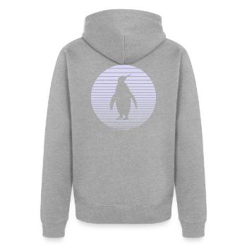 Pinguin - Unisex Premium Bio Zip Hoodie - Grau meliert - Hinten - Nico (187cm)