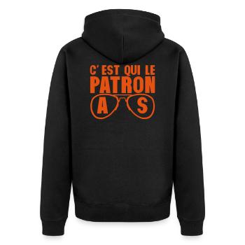 c est qui le patron lunette as poker humour - Veste à capuche bio Premium Unisexe - noir - Dos - Nico (187cm)