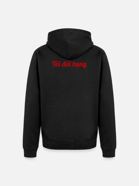 I am hungry - Vietnamese red - Unisex Premium Organic Zip Hoodie - black