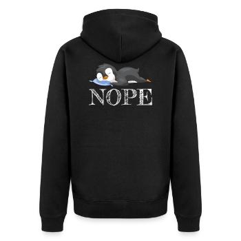 Penguin Gift Sleeping No Nope Bird Gift - Unisex Premium Organic Zip Hoodie - black - Back - Nico (187cm)