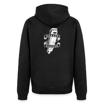 Barber Friseur Frisör Stylist - Unisex Premium Bio Zip Hoodie - Schwarz - Hinten - Nico (187cm)