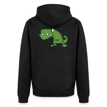T-Rex Tyrannosaurus Rex Dinosaurier Geschenk - Unisex Premium Bio Zip Hoodie - Schwarz - Hinten - Nico (187cm)