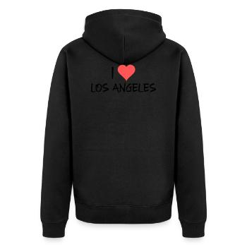 Los Angeles - Unisex Premium Bio Zip Hoodie - Schwarz - Hinten - Nico (187cm)