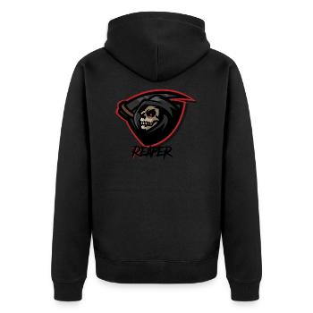 Sensenmann - Reaper - Unisex Premium Bio Zip Hoodie - Schwarz - Hinten - Nico (187cm)
