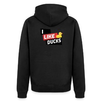 I like Duck Duck Duck Yellow Bread Funny Gift - Unisex Premium Organic Zip Hoodie - black - Back - Nico (187cm)