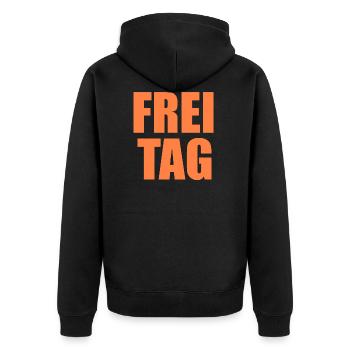 Freitag - Unisex Premium Bio Zip Hoodie - Schwarz - Hinten - Nico (187cm)