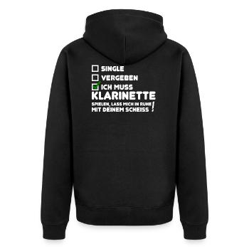 Single vergeben Klarinette spielen Musikinstrument - Unisex Premium Bio Zip Hoodie - Schwarz - Hinten - Nico (187cm)