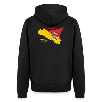 Sizilien Italien Holiday Sicily - Unisex Premium Bio Zip Hoodie - Schwarz - Hinten - Nico (187cm)