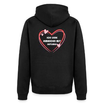 Ich liebe jemanden mit Autismus Geschenk - Unisex Premium Bio Zip Hoodie - Schwarz - Hinten - Nico (187cm)