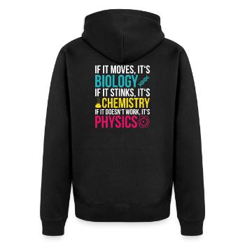 Biology Physics Chemistry Student Gift - Unisex Premium Organic Zip Hoodie - black - Back - Nico (187cm)