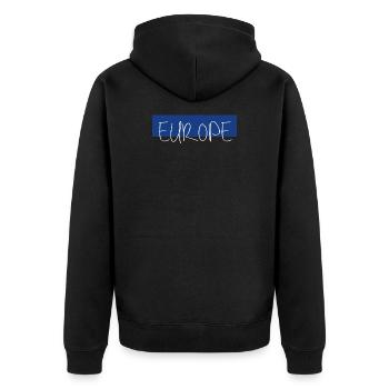 EUROPE simple - Unisex Premium Bio Zip Hoodie - Schwarz - Hinten - Nico (187cm)