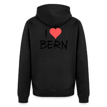 Bern - Unisex Premium Bio Zip Hoodie - Schwarz - Hinten - Nico (187cm)