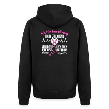 Krankenschwester Pfleger Spruch Leck mich Geschenk - Unisex Premium Bio Zip Hoodie - Schwarz - Hinten - Nico (187cm)