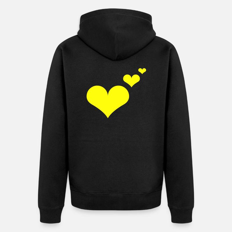 Herzen gelb Geschenkidee Geschenk Idee - Unisex Premium Bio Zip Hoodie - Schwarz