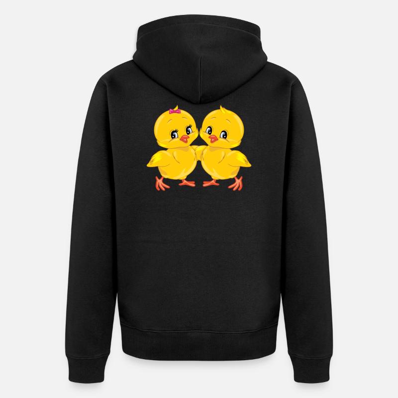 Two cute smiling chicks - Unisex Premium Organic Zip Hoodie - black