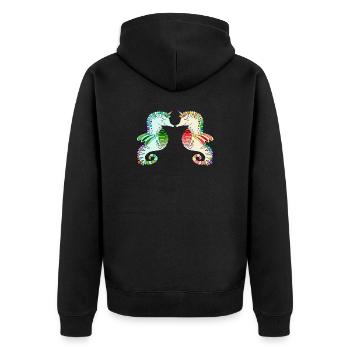 seahorse love - seahorse sea animal - Unisex Premium Organic Zip Hoodie - black - Back - Nico (187cm)