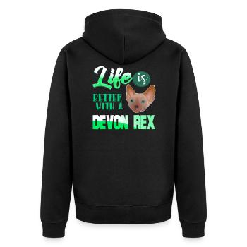 Chat Devon Rex chaton Miau Minou cadeau - Veste à capuche bio Premium Unisexe - noir - Dos - Nico (187cm)