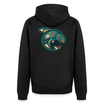 Native American Totem ORCA Killer Whale 1 - Unisex Premium Bio Zip Hoodie - Schwarz - Hinten - Nico (187cm)