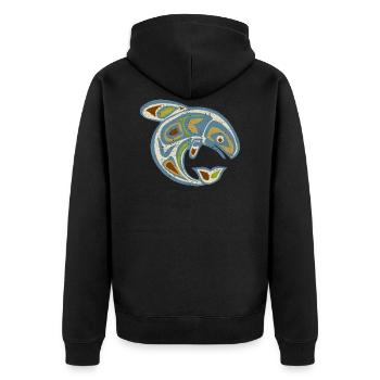 Native American Totem ORCA Killer Whale 3 - Unisex Premium Bio Zip Hoodie - Schwarz - Hinten - Nico (187cm)