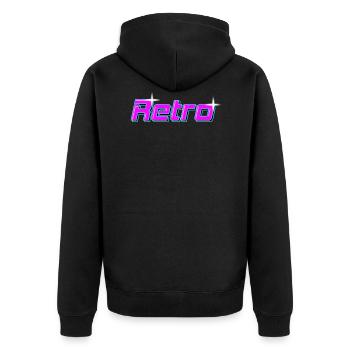 Retro - Unisex Premium Bio Zip Hoodie - Schwarz - Hinten - Nico (187cm)