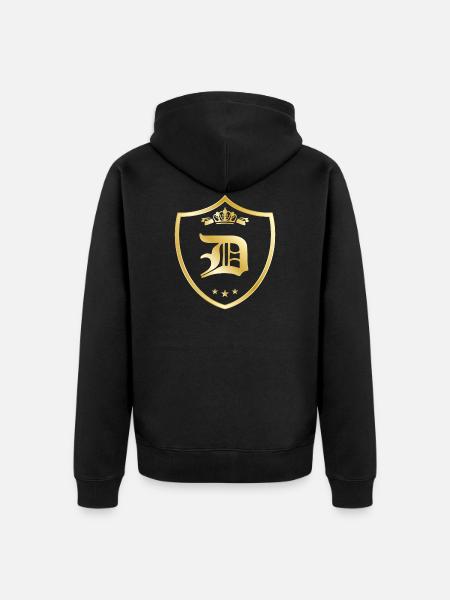 D letter crown gold - Unisex Premium Organic Zip Hoodie - black