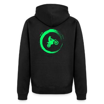 Motocross - Unisex Premium Bio Zip Hoodie - Schwarz - Hinten - Nico (187cm)
