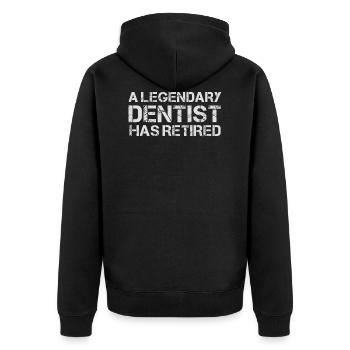 Retired Dentist Retirement Gift Dental Surgeon - Unisex Premium Organic Zip Hoodie - black - Back - Nico (187cm)