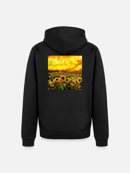 abstract sunflowers wsstd - Unisex Premium Organic Zip Hoodie - black