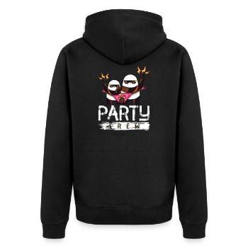 panda party crew - Unisex Premium Bio Zip Hoodie - Schwarz - Hinten - Nico (187cm)