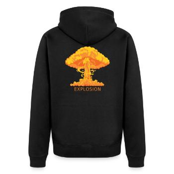 explosion - Unisex Premium Bio Zip Hoodie - Schwarz - Hinten - Nico (187cm)