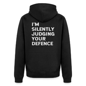 Funny Basketball Coach Player Silently Judging - Unisex Premium Organic Zip Hoodie - black - Back - Nico (187cm)