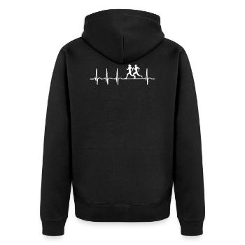 Running - Unisex Premium Bio Zip Hoodie - Schwarz - Hinten - Nico (187cm)