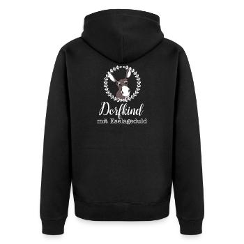 village child with donkey patience - Unisex Premium Organic Zip Hoodie - black - Back - Nico (187cm)